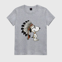 Футболка хлопковая женская Snoopy, цвет: меланж