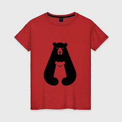 Футболка хлопковая женская Медведь Z, цвет: красный
