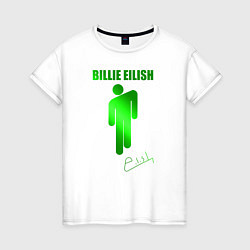 Футболка хлопковая женская Billie Eilish автограф, цвет: белый