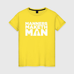 Футболка хлопковая женская Manners maketh man, цвет: желтый