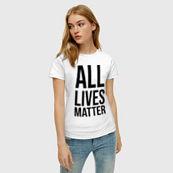 Футболка хлопковая женская ALL LIVES MATTER, цвет: белый — фото 2