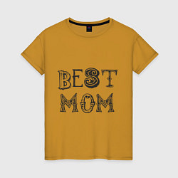 Футболка хлопковая женская Лучшая мама - best mom, цвет: горчичный