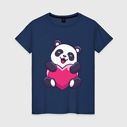 Футболка хлопковая женская Панда love, цвет: тёмно-синий