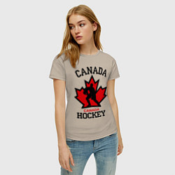 Футболка хлопковая женская Canada Hockey, цвет: миндальный — фото 2