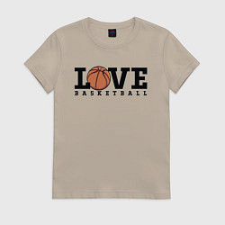 Футболка хлопковая женская Love Basketball, цвет: миндальный