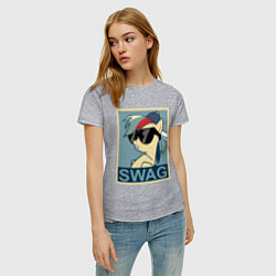 Футболка хлопковая женская Rainbow Dash swag, цвет: меланж — фото 2