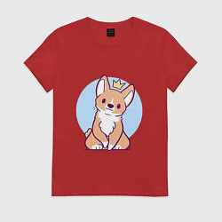 Футболка хлопковая женская Милый щенок, цвет: красный
