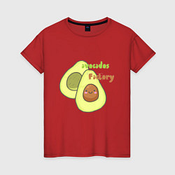 Футболка хлопковая женская Avocados factory, цвет: красный