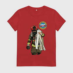 Футболка хлопковая женская Спасатель МЧС, цвет: красный