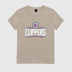 Футболка хлопковая женская Los Angeles Clippers, цвет: миндальный