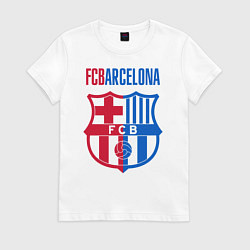 Футболка хлопковая женская Barcelona FC, цвет: белый