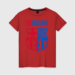 Футболка хлопковая женская Barcelona FC, цвет: красный