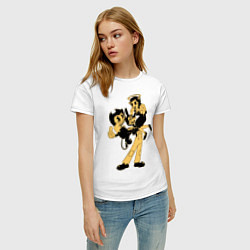Футболка хлопковая женская Bendy And The Ink Machine, цвет: белый — фото 2