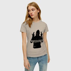 Футболка хлопковая женская Watch dogs 2 Z, цвет: миндальный — фото 2