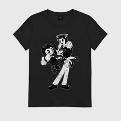 Футболка хлопковая женская Bendy And The Ink Machine, цвет: черный