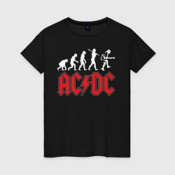 Футболка хлопковая женская ACDC, цвет: черный