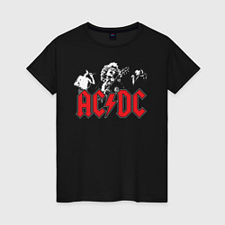 Футболка хлопковая женская ACDC, цвет: черный