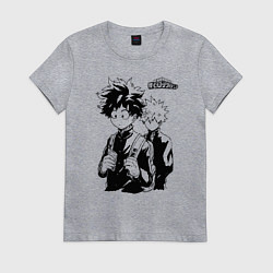 Футболка хлопковая женская Моя геройская академия, цвет: меланж