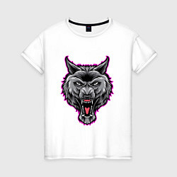 Женская футболка Оскаливший волк