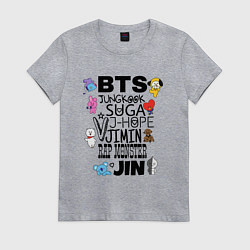 Футболка хлопковая женская BTS BT21, цвет: меланж