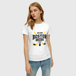 Футболка хлопковая женская Бостон Брюинз, цвет: белый — фото 2