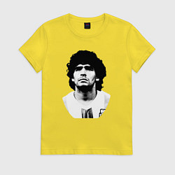 Футболка хлопковая женская Диего Марадона, цвет: желтый