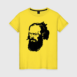 Футболка хлопковая женская Достоевский, цвет: желтый
