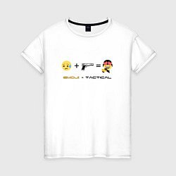 Футболка хлопковая женская Emoji-tactical, цвет: белый