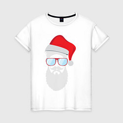 Футболка хлопковая женская Santa Hipster, цвет: белый