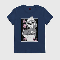 Футболка хлопковая женская Cute girl, цвет: тёмно-синий