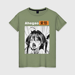 Футболка хлопковая женская Ahegao, цвет: авокадо