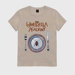 Футболка хлопковая женская Академия Амбрелла, цвет: миндальный