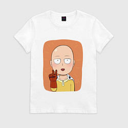 Футболка хлопковая женская Сайтама One Punch Man, цвет: белый