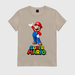 Футболка хлопковая женская Super Mario, цвет: миндальный