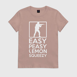 Футболка хлопковая женская Изи пизи лемон сквизи CS GO, цвет: пыльно-розовый