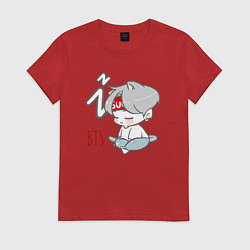 Футболка хлопковая женская BTS sleep, цвет: красный