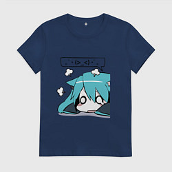 Футболка хлопковая женская Грусть, цвет: тёмно-синий