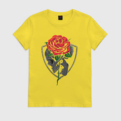 Футболка хлопковая женская Skull&Rose, цвет: желтый