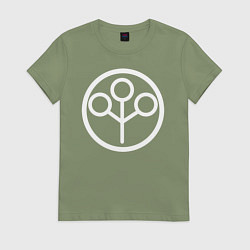 Футболка хлопковая женская Cyberpunk 2077: ARASAKA, цвет: авокадо