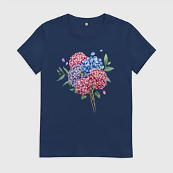 Футболка хлопковая женская Букет гаотензий, цвет: тёмно-синий