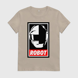 Футболка хлопковая женская Daft Punk, цвет: миндальный