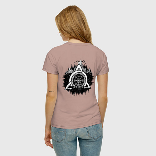 Женская футболка Вегвизир Рунический Компас / Пыльно-розовый – фото 4