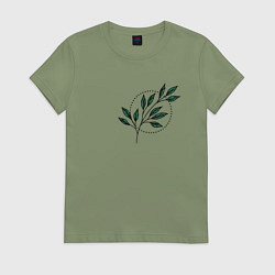 Футболка хлопковая женская Leaves, цвет: авокадо