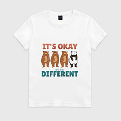 Футболка хлопковая женская Медведи и панда разнообразие, цвет: белый
