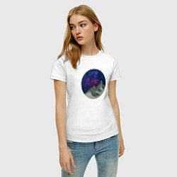 Футболка хлопковая женская Космические горы, цвет: белый — фото 2
