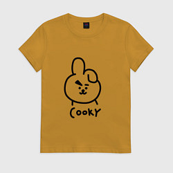 Футболка хлопковая женская COOKY BTS, цвет: горчичный