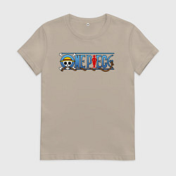 Футболка хлопковая женская ONE PIECE ВАН ПИС, цвет: миндальный