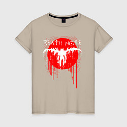 Футболка хлопковая женская DEATH NOTE ТЕТРАДЬ СМЕРТИ, цвет: миндальный