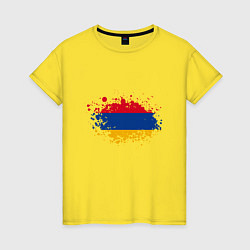 Футболка хлопковая женская Флаг Армении, цвет: желтый