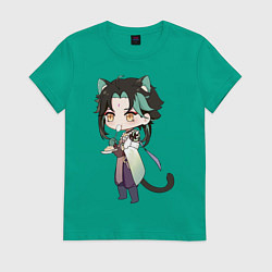 Футболка хлопковая женская Чиби Сяо, цвет: зеленый